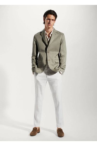 MANGO Man Μπουφάν λινό Blazer με λεπτή εφαρμογή