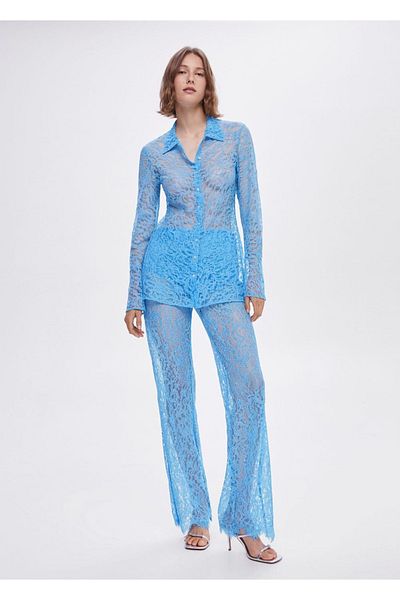MANGO Woman Guipure Palazzo pants