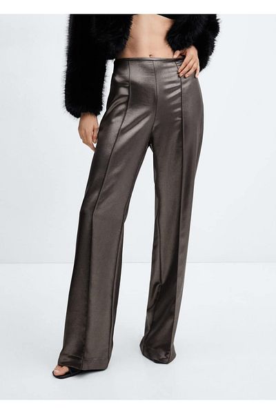 MANGO Woman Metallic Look Trousers
