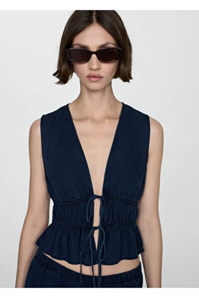 MANGO Woman Bağ detaylı dantelli bluz