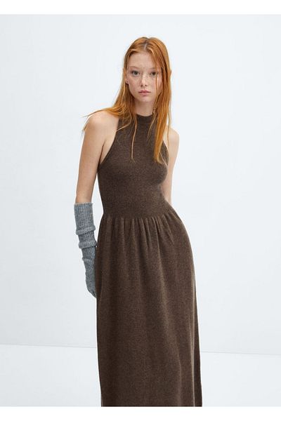 MANGO Woman Φόρεμα με μάλλινο γιακά