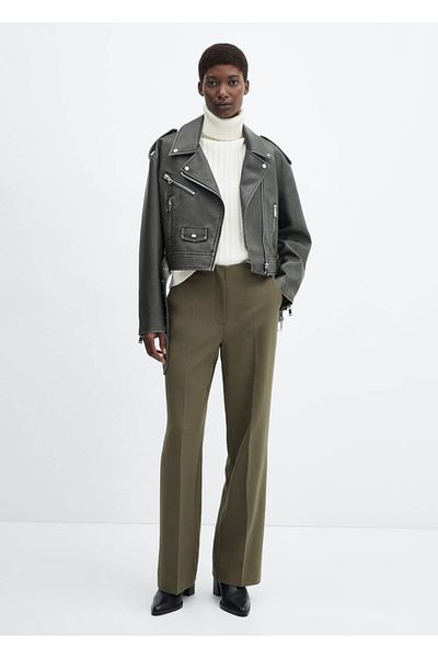 MANGO Woman Long Straight Cut Trousers