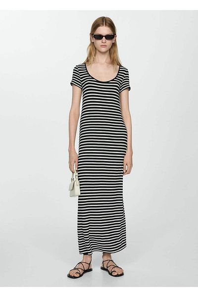 MANGO Woman Short-sleeved striped dress
