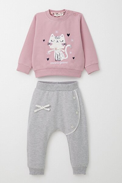 Breeze طقم بدلة رياضية للفتيات الصغيرات بعمر 6-2 سنة - نوع فضفاض، تطريز على ش...