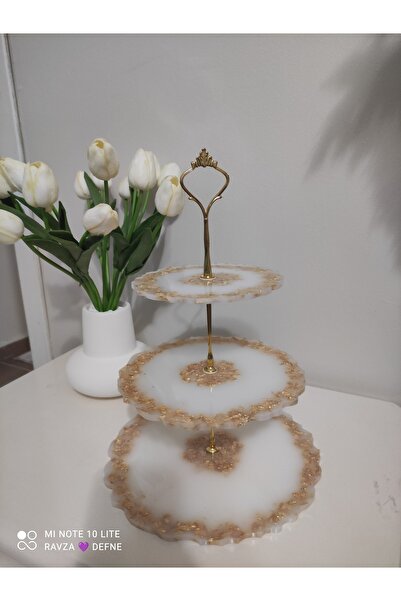 epoksi Gold altın varaklı epoksi 3'lü sunumluk/ kurabiyelik