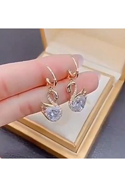 Dgt Luxury Kristal Kuğu Küpeler