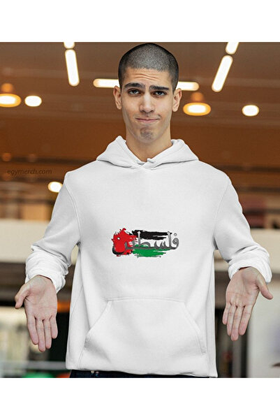 Eritqaa بلد الرأس الفلسطيني مطبوع الأبيض قصة فضفاضة مع سحاب