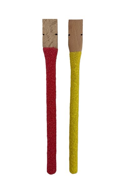 Wooden Bird تجديف رملي مقاس 20 سم - لون أصفر وأحمر، مجموعة من قطعتين