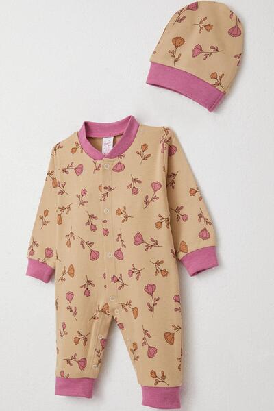 Breeze Baby Girl Romper Floral Print 0-6 Months, Light Brown