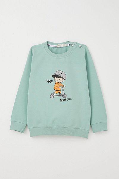 Breeze 9-3 Years Old Baby Boy Tracksuit Set - Water Green Scooter Riding Printed