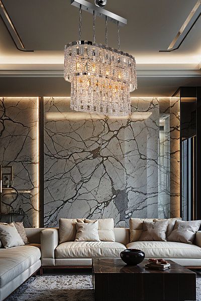 AG LightDesign White Crystal Pendant Lamp Chandelier Living Room Kitchen Corridor Bedroom Lamp