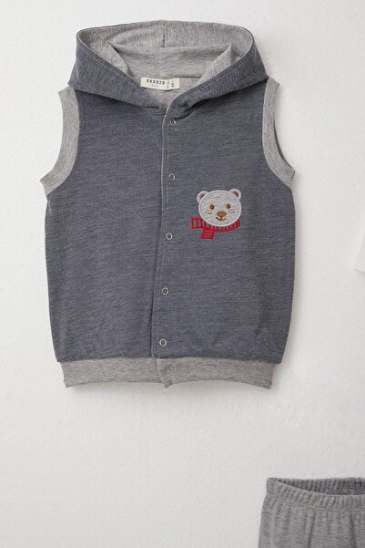 Breeze Navy Blue 3-Piece Bodysuit for Baby Boy - Adorable, Embroidered Hoodie, 4 Months-1 Years