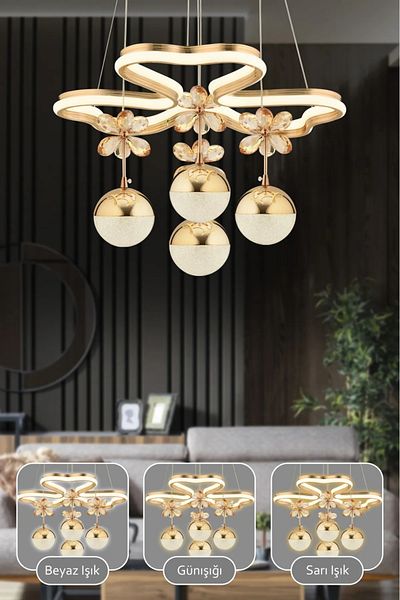 VENON 3 Color Light Controlled Modern Chandelier - Living Room Pendant Lamp Led