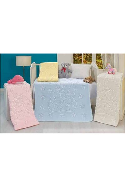 MİNK Mink Blue Baby Blanket - Thick Winter Newborn Blanket