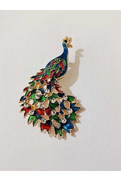 ESJ Tavus Kuşu Kadın Broş Ag98 Ebat:3,5*5,5 Cm