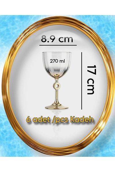 SAMSA Gold Tooling Model Simple 6-Person Pasabahce Goblet Set