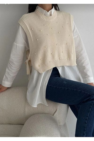 DAMGA Collection Women's Pearl Detailed Knitwear Sweater