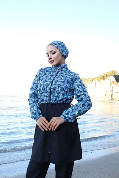 new ats Cemre 3-Piece Hijab Swimsuit with Adjustable Elastic Waist