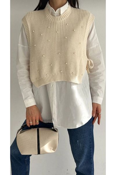 DAMGA Collection Women's Pearl Detailed Knitwear Sweater