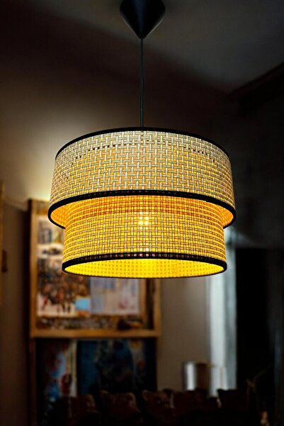 Göksu Lighting Rattan Model İkili Sarkıt Avize Oturma Odası Mutfak Banyo Antre