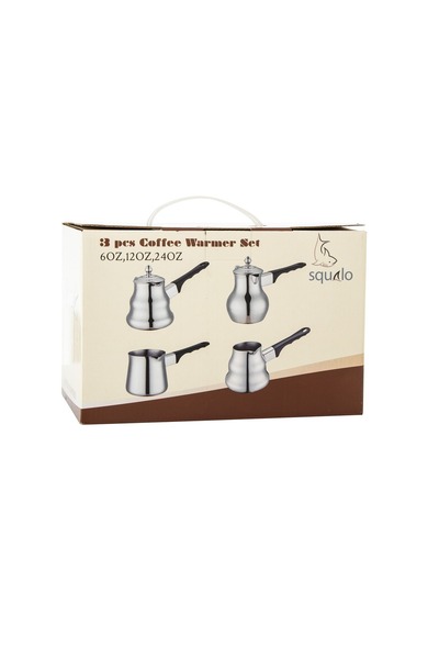 SQUALO Set of 3 Pieces Coffee Pot  Made of Stainless Steel In Different sizes 170 mm + 340 mm + 680 mm