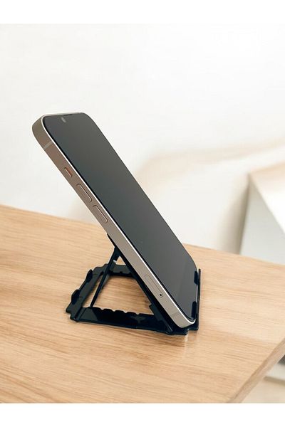 SAYILI COLLECTION Desktop Phone Holder 7 Stage Adjustable Portable Pocket Black Phone Tablet Holder