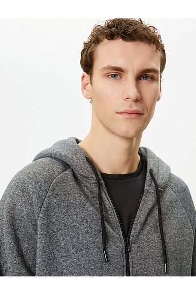 Koton Oversize mikina na zip s kapucí a patchworkovým detailem kapsy
