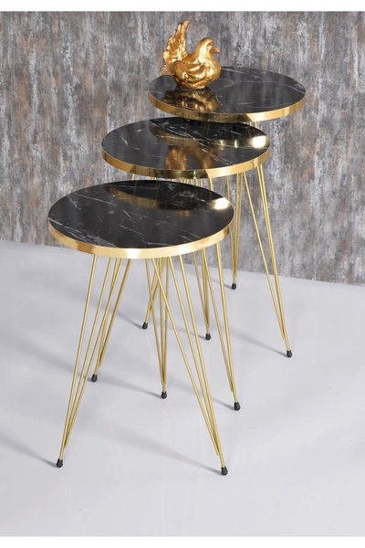 Tuna Metal Raf Yakuza 3 Lü Sehpa