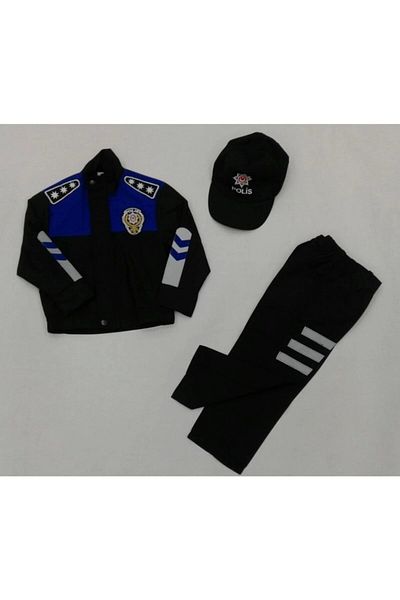 Marka Costum de poliție unisex pentru copii, albastru negru