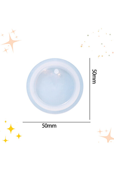 cnk craft shop Delikli Yuvarlak 5cm Kolye Anahtarlık Silikon Kalıbı Epoksi Re...