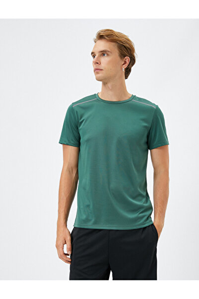Koton Κοντό μανίκι Basic Sports T-Shirt με αντανακλαστικό εμπριμέ λαιμόκοψη