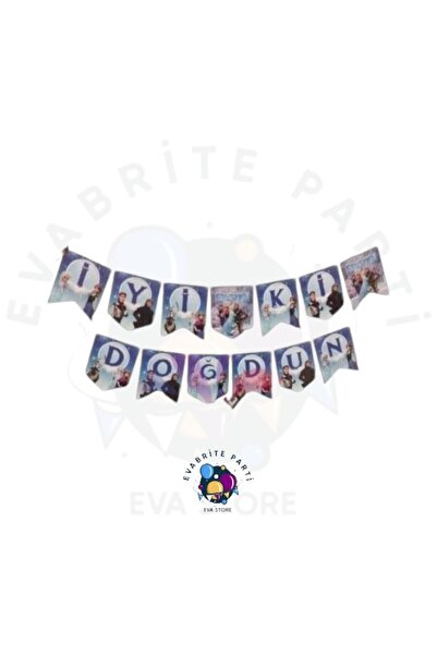 Evabrite Banner Frozen Elsa cu tematică La mulți ani - Set de consumabile pen...