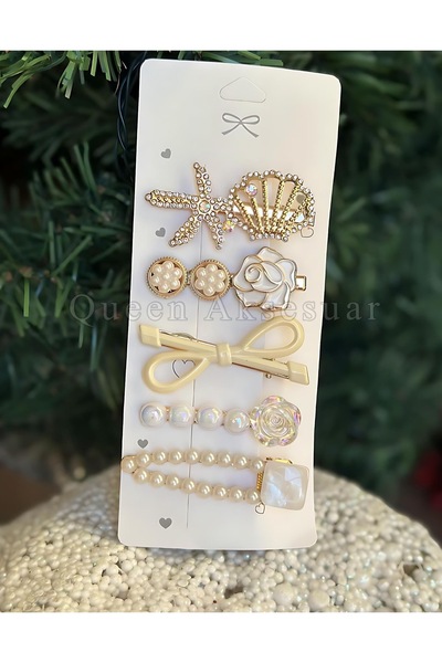 Queen Nelly Set de catarame laterale din metal, 5 piese, stele de mare, strid...