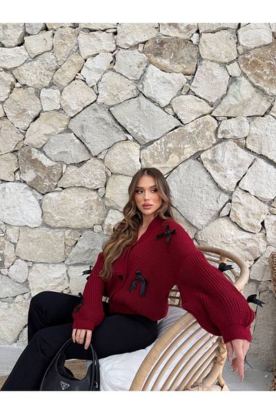 İLKCET MODA Detaliu panglică Cardigan oversize pentru damă