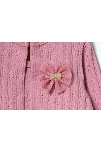 Magu Pink Ribbon Patterned - Cotton Snap-On Girl's Dress