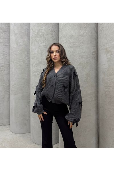 İLKCET MODA Detail stuhy oversize dámský kardigan