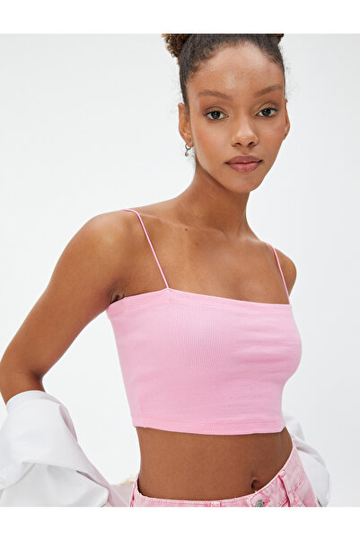 Koton Ribbed Crop Tank Top Thin Straps Basic