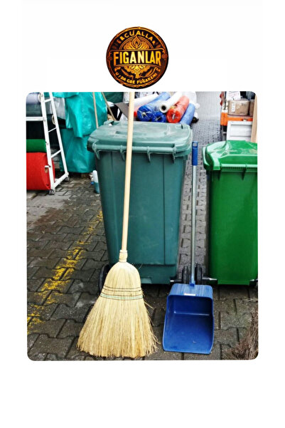 figanlar ambalaj 1. kalite Saplı Ot Süpürge Yer Fırça+endüstrüyel Çöp Faraşı Saplı Büyük Kürek Temizlik Seti