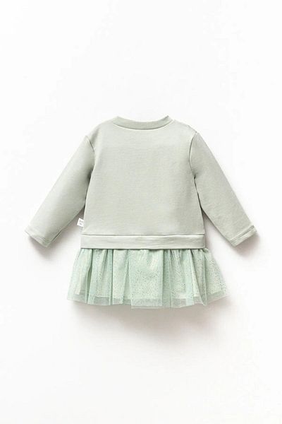 Magu Baby Girl Bow Patterned Buttoned Tulle Cotton Dress