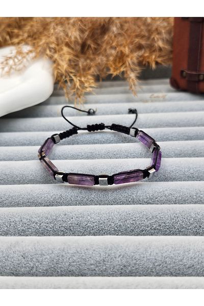 AURA Natural Stone Men's Bracelet Amethyst(Positive Energy) Stone