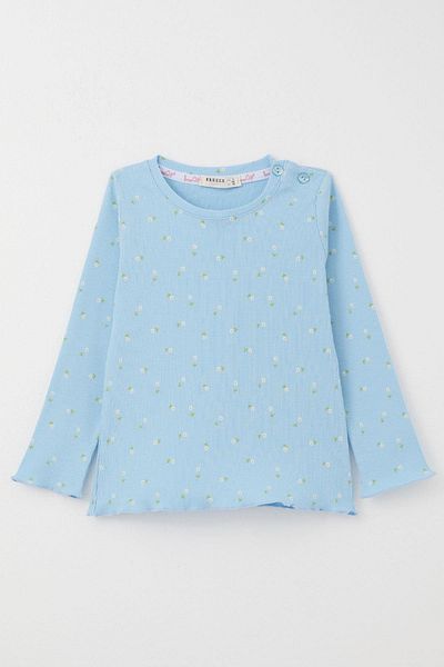 Breeze Baby Girl Pajamas Set Daisy Patterned 9 Months-3 Years, Light Blue