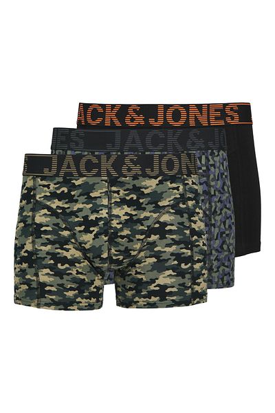 Jack & Jones Μικτό Χρώμα Καμουφλάζ Μαύρο Πακέτο 3 Boxers
