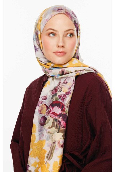 VALORSCARF Violet Pattern Cotton Silk Shawl