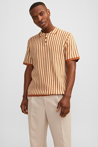 Jack & Jones Men's Striped Polo Neck T-Shirt - Blujones