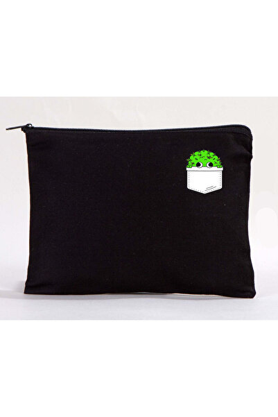 Boom town Black Makeup Bag - Pocket Floral Print, Pen Holder Box, Raw Cloth Bag