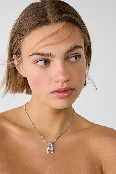 Stradivarius Bright Stone Letter-Tip Necklace