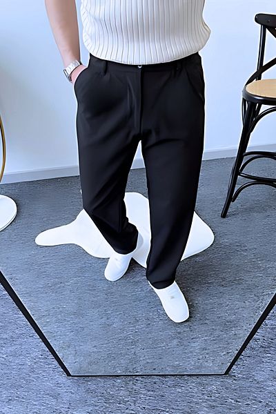 BayBayan Men's Ankle Length Lycra Casual Fabric High School School Pants