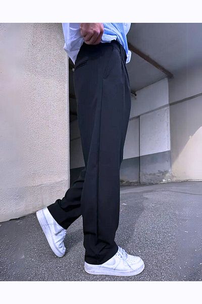 BayBayan Men's Ankle Length Pipe Leg Lycra Fabric School Pants