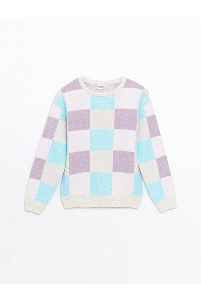 LC Waikiki Ecru Crew Neck Girls' Knitwear Sweater