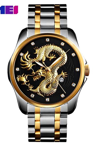 Mekanik store Skmei 9193 Dragon 3D Embossed Luxury Men's Wristwatch
